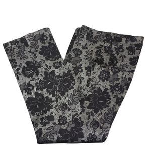 Y2K View Brand Black & Silver Jean Style Floral Pants